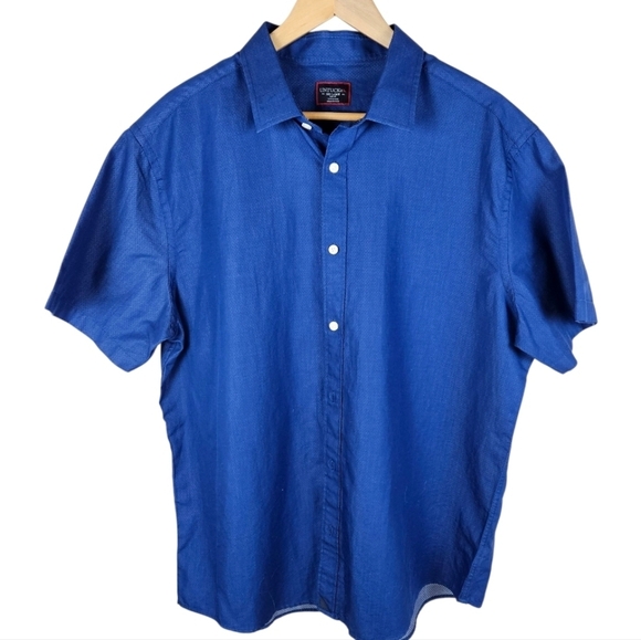 Other - Untuckit Men's Cotton Blue Short Sleeve Buttondown Shirt​​​